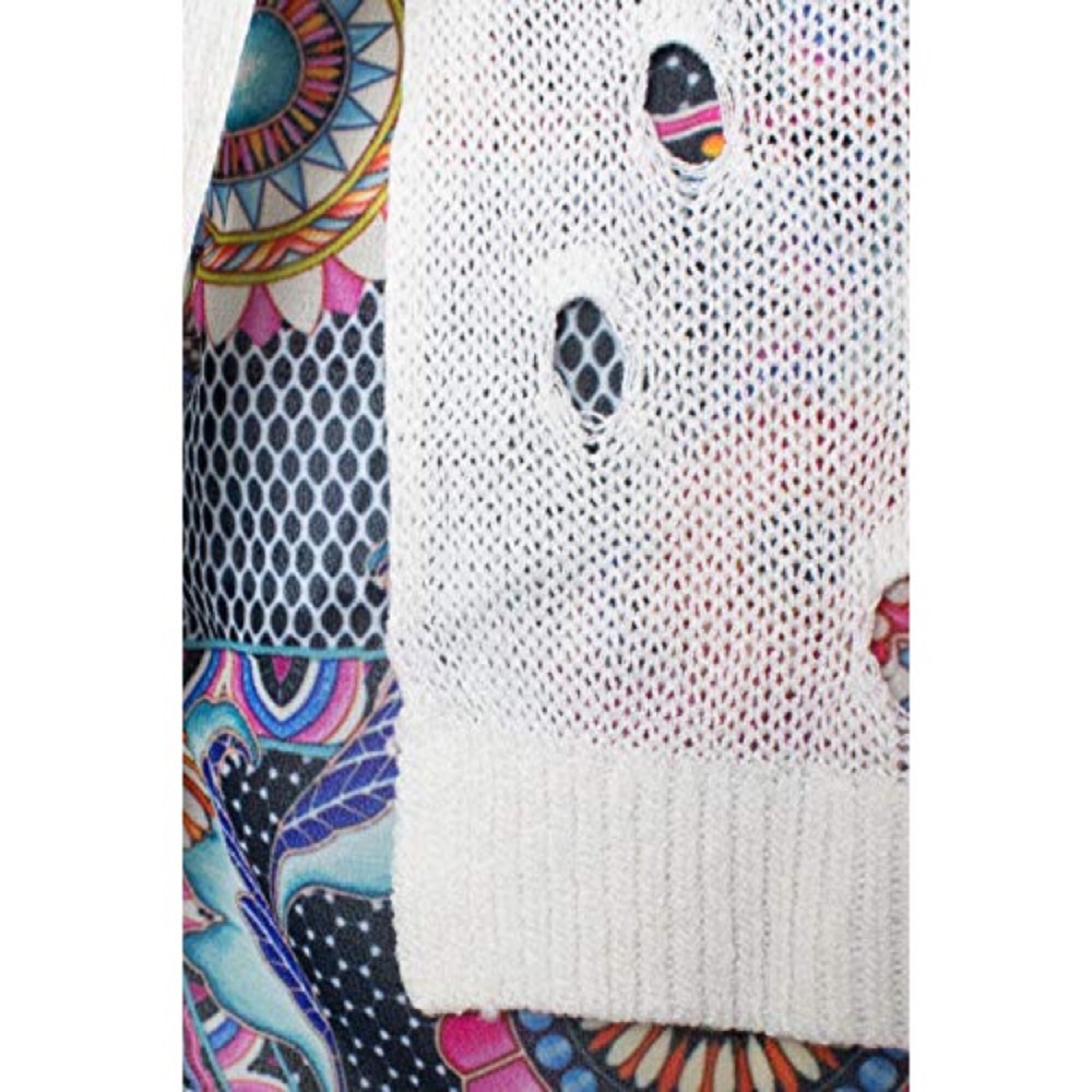5/$25 Desigual Carol Holey Layered Sweater Bright - Picture 11 of 11